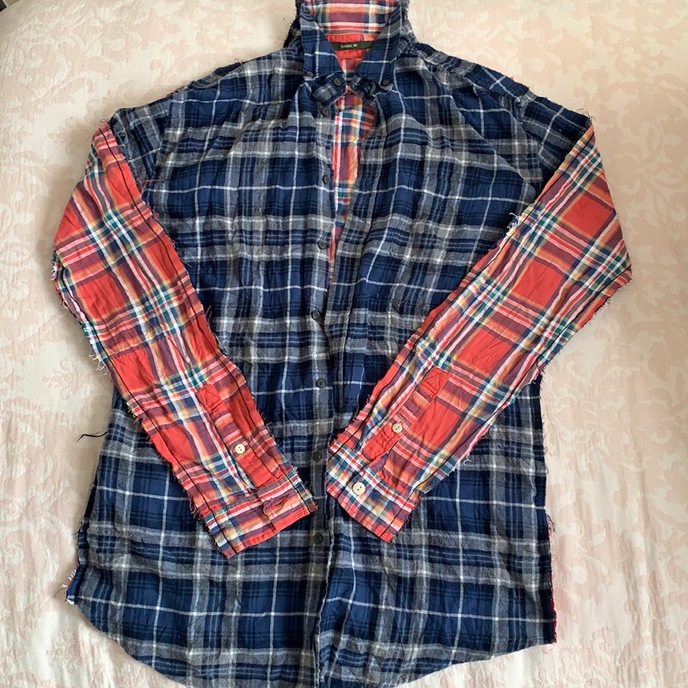 Split button down flannel